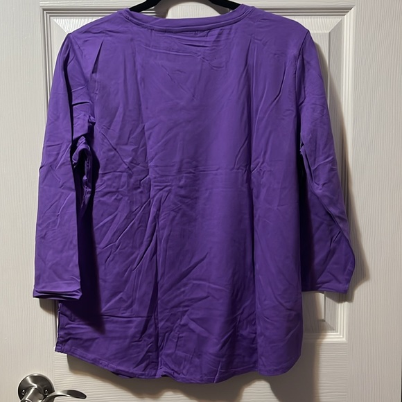 Women's New 3/4 Sleeve T-Shirt V-Neck Vibrant Purple NWT Lg Weatherproof Vintage - Picture 2 of 6